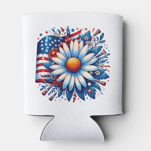 Floral 4th of July Can Cooler (Back)