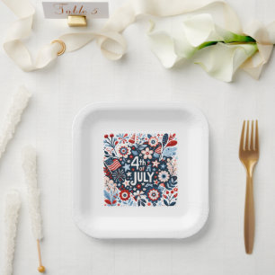 Floral 4th of July Paper Plates