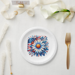 Floral 4th of July Paper Plates