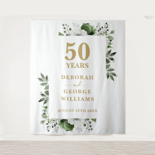 Floral 50th Anniversary Photo Booth Backdrop