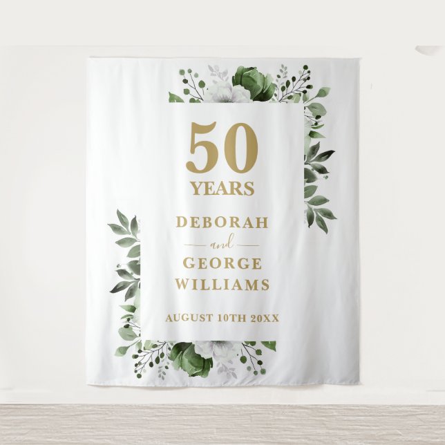 Floral 50th Anniversary Photo Booth Backdrop (Front)