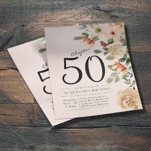 Floral 50th Birthday Budget Invitation Flyer