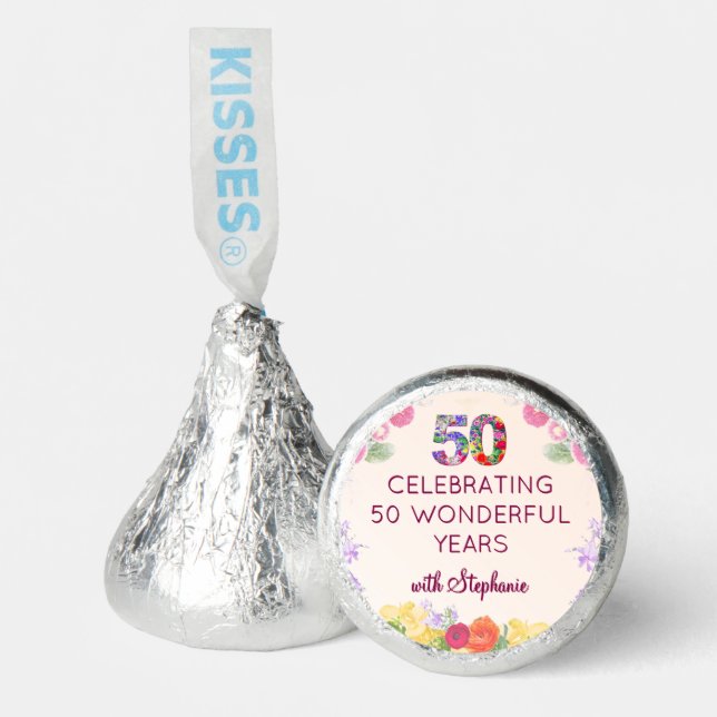  Floral 50th birthday Candy Favors 50 Hershey's (Front)