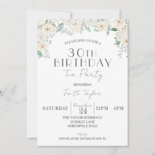 Floral 50th Birthday Celebration, BIrthday Tea Invitation