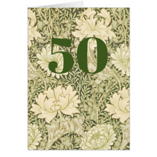 Floral 50th Birthday Folded Greeting Card