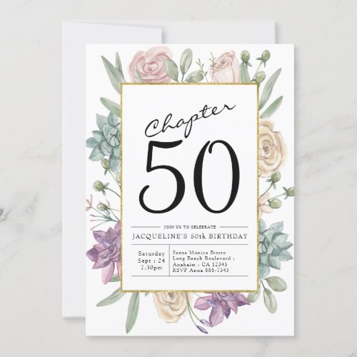 Floral 50th Birthday Invitation