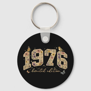 Floral 50th Birthday Limited Edition 1976 Keychain