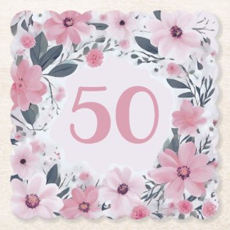Floral 50th Birthday Party Pastel Pink Flowers