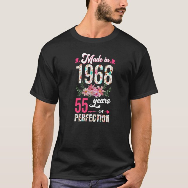 Floral 55th Birthday Shirt Women Men 1968 B-Day Te (Front)