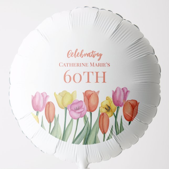 Floral 60th Birthday  Balloon (Front)