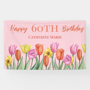 Floral 60th Birthday Banner