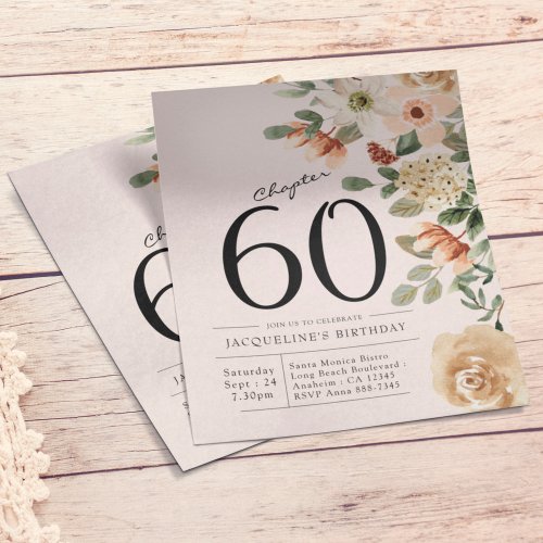 Floral 60th Birthday Budget Invitation Flyer