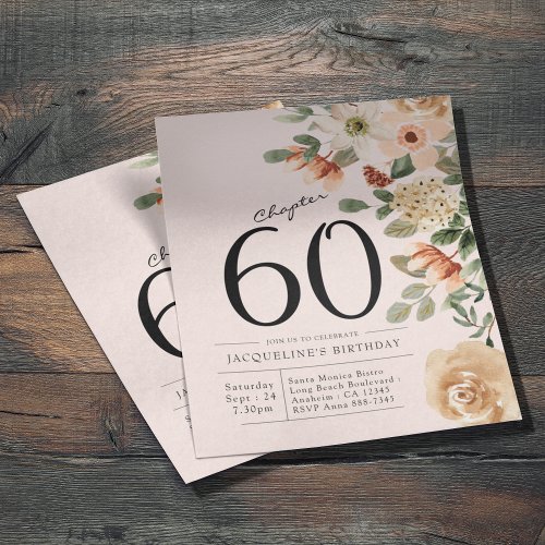 Floral 60th Birthday Budget Invitation Flyer