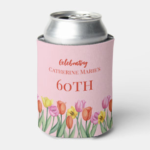 Floral 60th Birthday  Can Cooler