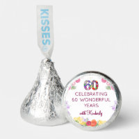 Floral 60th birthday Candy Favors 60 Hershey's