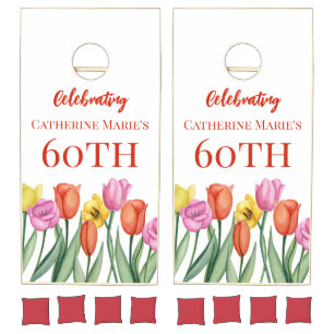Floral 60th Birthday Cornhole Set