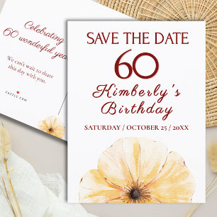 Floral 60th Birthday – Elegant Yellow Bloom Design Announcement Postcard