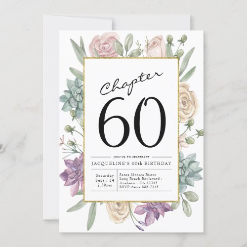 Floral 60th Birthday Invitation