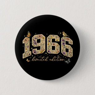 Floral 60th Birthday Limited Edition 1966 Button