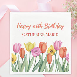 Floral 60th Birthday Napkins