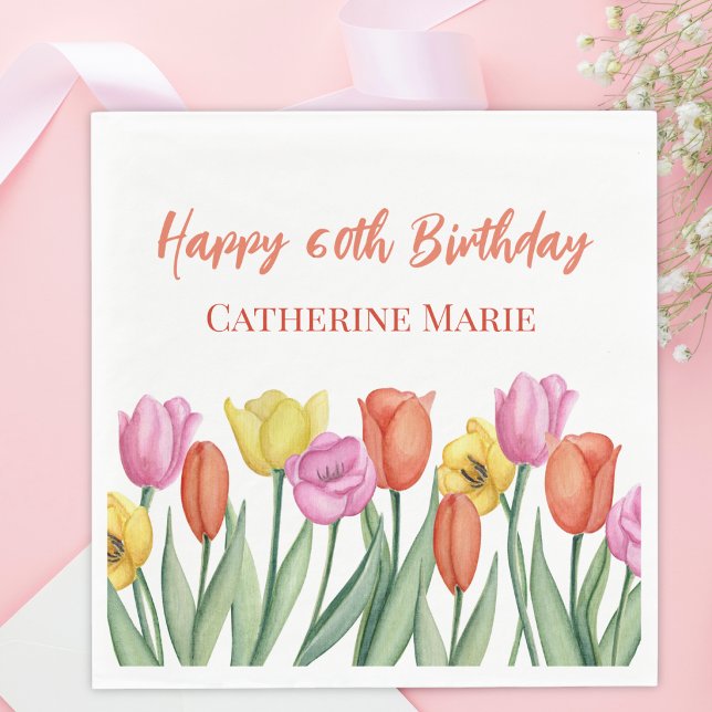 Floral 60th Birthday Napkins (Creator Uploaded)