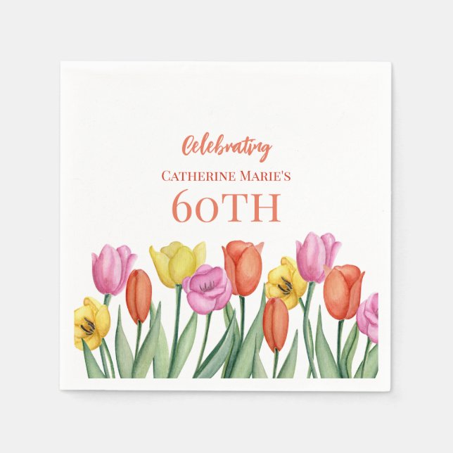 Floral 60th Birthday  Napkins (Front)