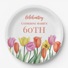Floral 60th Birthday  Paper Plates