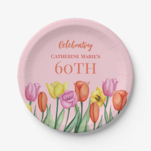 Floral 60th Birthday Paper Plates