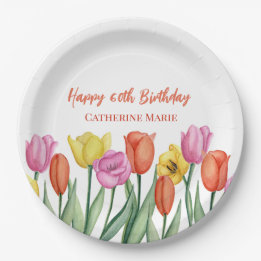 Floral 60th Birthday  Paper Plates