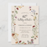 Floral 60th Birthday Party Invitation<br><div class="desc">This stylish & elegant 60th birthday invitation features gorgeous hand-painted watercolor wildflowers arranged as a lovely wreath perfect with an elegant hand-lettered script. Find matching items in the Boho Wildflower Wedding Collection.</div>