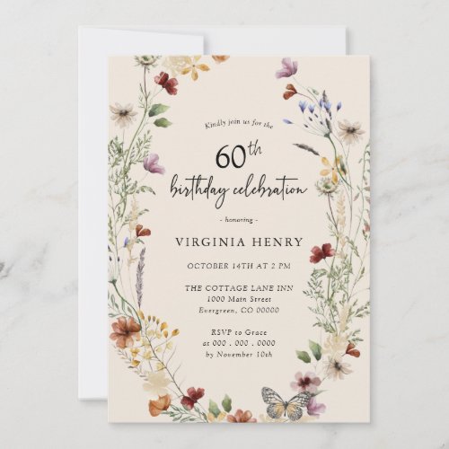 Floral 60th Birthday Party Invitation