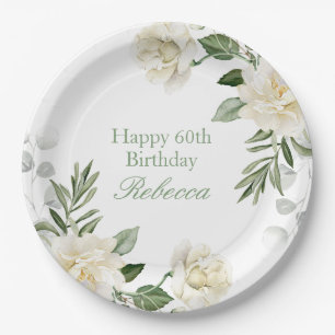 Floral 60th Birthday Pastel Paper Plates