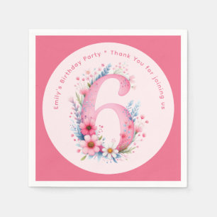 Floral 6th Birthday Custom Six Fairy Princess Napkins