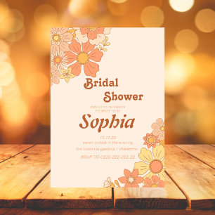 floral 70S RETRO groovy hippie BRIDAL SHOWER Invitation