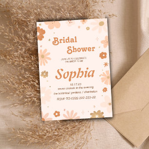 floral 70S RETRO groovy hippie BRIDAL SHOWER Invitation