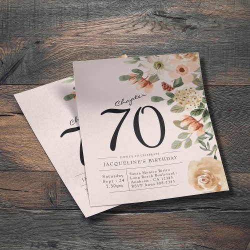 Floral 70th Birthday Budget Invitation Flyer