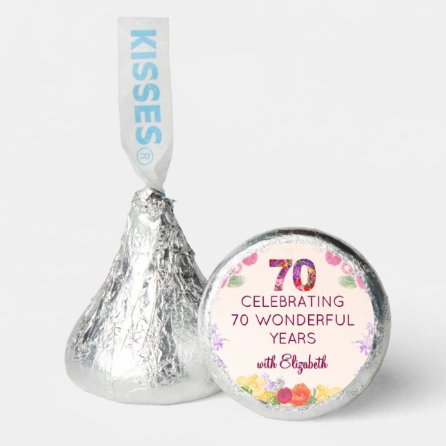  Floral 70th birthday Candy Favors 70 Hershey's (Front)