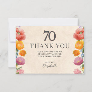 Floral 70th Birthday – Elegant Garden Design 70 Thank You Card