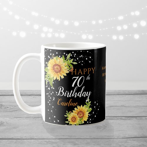 Floral 70th Birthday Sunflower Coffee Mug