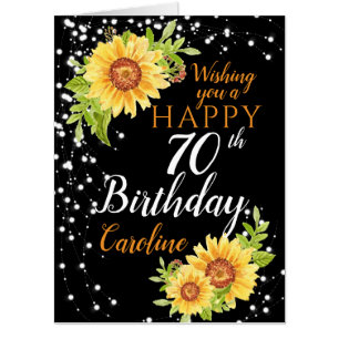 Floral 70th Birthday Sunflower Oversized Card