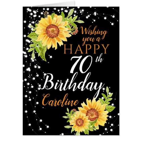 Floral 70th Birthday Sunflower Oversized Card