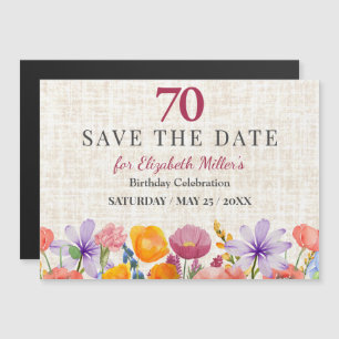Floral 70th Save the Date - Garden Party Magnetic Invitation