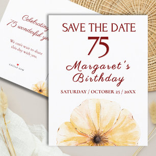 Floral 75th Birthday – Elegant Yellow Bloom Design Announcement Postcard