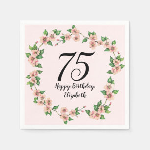 Floral 75th Birthday Pretty Blush Pink Napkins