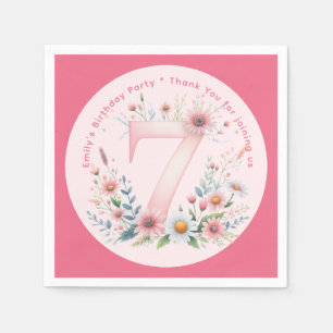 Floral 7th Birthday Custom Seven Fairy Princess Napkins