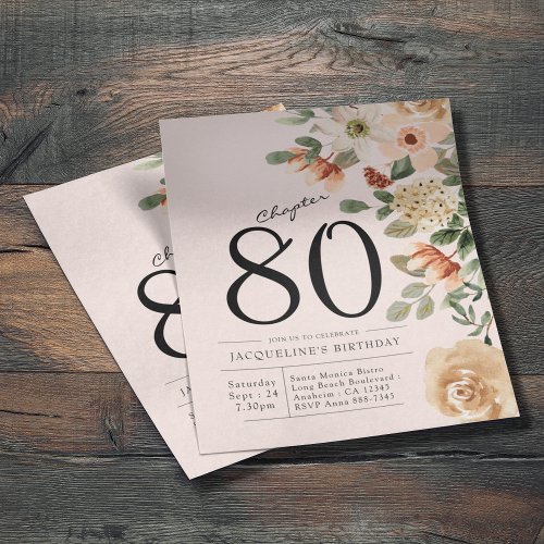Floral 80th Birthday Budget Invitation Flyer