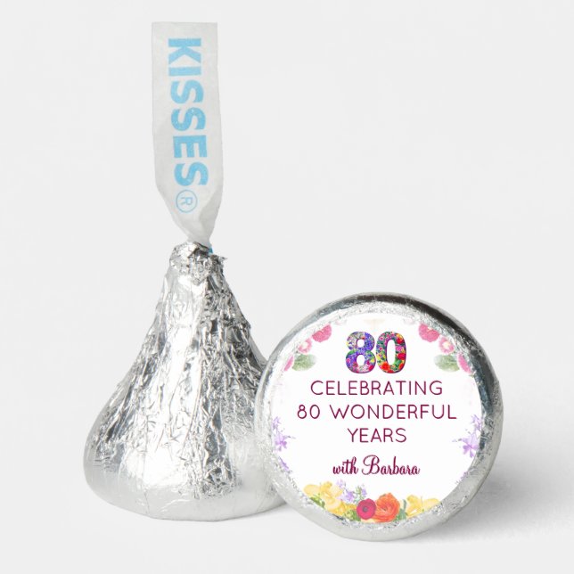  Floral 80th birthday Candy Favors 80 Hershey's (Front)