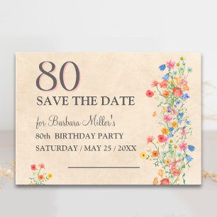 Floral 80th Birthday Elegant Party Save The Date