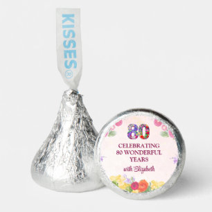 Floral 80th Birthday Party - Elegant Pastel 80 Hershey®'s Kisses®