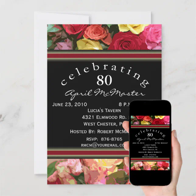 Floral 80th Birthday Party Invitation Zazzle